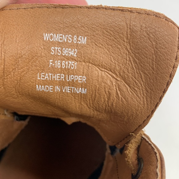 Sperry Wedge Heel leather Booties Boots Size 8.5 Light Brown Leather laces - Picture 11 of 14